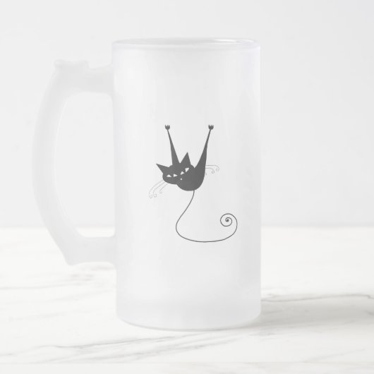 Schwarze launische Miezekatze 1 Mattglas Bierglas (Links)