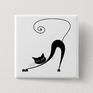 Schwarze launische Miezekatze 2 Button