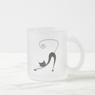Schwarze launische Miezekatze 2 Mattglastasse