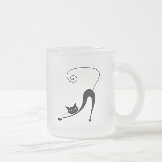 Schwarze launische Miezekatze 2 Mattglastasse (Rechts)