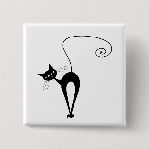Schwarze launische Miezekatze 3 Button