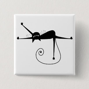 Schwarze launische Miezekatze 7 Button