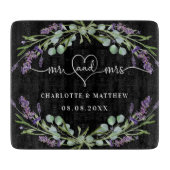 Schwarze Lavendel florale Grünpflanzen mehr Herz Schneidebrett (Vorderseite)