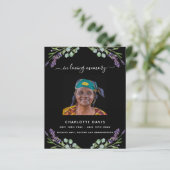 Schwarze Lavendel Foto Beerdigung Programm (Stehend Vorderseite)