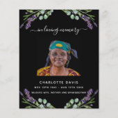 Schwarze Lavendel Foto Beerdigung Programm (Vorderseite)