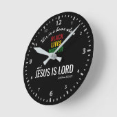 SCHWARZE LEBEN | JESUS IST LORD | CHRISTLICHE BLM RUNDE WANDUHR (Winkel)