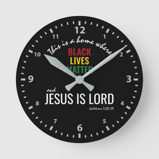 SCHWARZE LEBEN | JESUS IST LORD | CHRISTLICHE BLM RUNDE WANDUHR (Vorderseite)