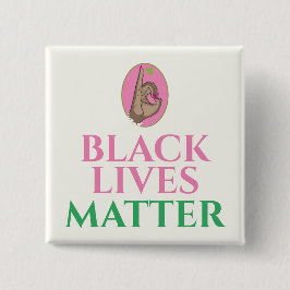 Schwarze Leben Materie Rosa und Grün Button