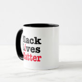Schwarze Lebensfrage Tasse (Vorderseite Links)