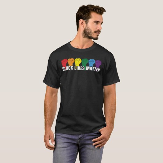 SCHWARZE LEBENSMITTEL - BLM Rainbow T-Shirt (Vorne ganz)