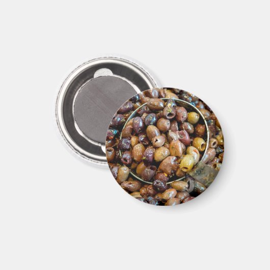 Schwarze Leccino Olive Magnet (Vorderseite/Rückseite)