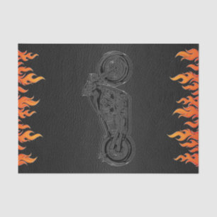 Schwarze Leder Orange Flammen Motorrad Biker Party Seidenpapier
