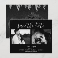 Schwarze Lederbike-Hochzeit 2 Foto Save-the-Date