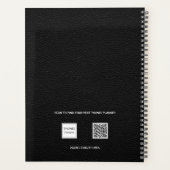 Schwarze Ledermonogramm-Initialen 2026 Planer (Rückseite)