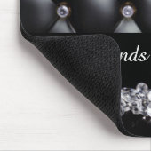 Schwarze lederne Blick-Weiß-Diamanten Mousepad (Ecke)