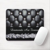 Schwarze lederne Blick-Weiß-Diamanten Mousepad (Mit Mouse)