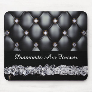 Schwarze lederne Blick-Weiß-Diamanten Mousepad
