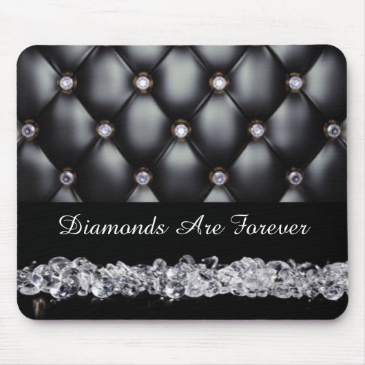 Schwarze lederne Blick-Weiß-Diamanten Mousepad (Vorne)