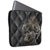 SCHWARZE LEDERSEITE MIT SCHWARZEN GOLD-ROSE AUSSEH LAPTOPSCHUTZHÜLLE (Vorne Rechts)