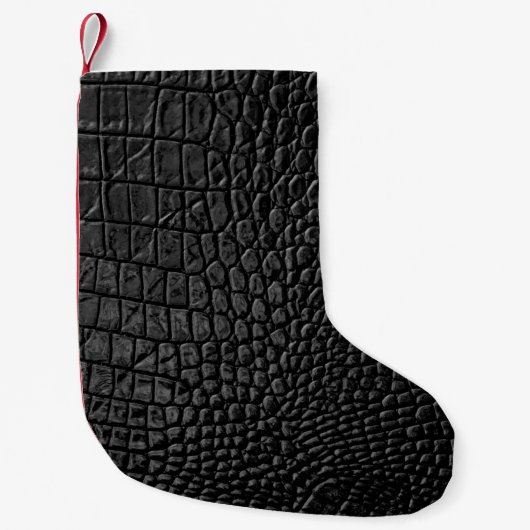 Schwarze Ledertextur Kleiner Weihnachtsstrumpf (Vorderseite)