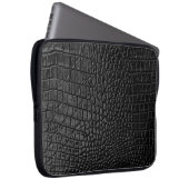 Schwarze Ledertextur Laptopschutzhülle (Vorne Rechts)