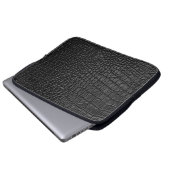 Schwarze Ledertextur Laptopschutzhülle (Vorne Knopf)