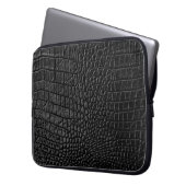Schwarze Ledertextur Laptopschutzhülle (Vorderseite Links)
