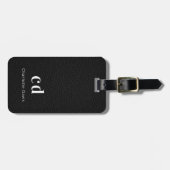 Schwarze Ledertextur, Monogramm Gepäckanhänger (Vorderseite horizontal)