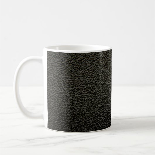 Schwarze Ledertextur oder Hintergrund. abstrakt,an Kaffeetasse (Links)
