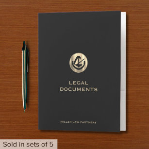Schwarze legale Dokumente Ordner mit Gold-Logo Bewerbungsmappe