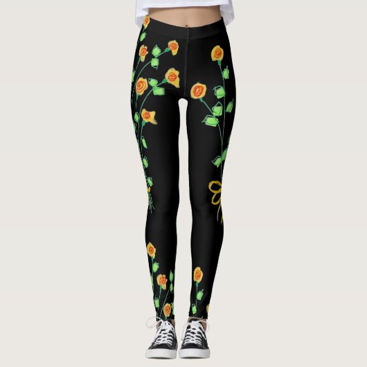 Schwarze Leggings des benutzerdefinierten Designer (Vorderseite)