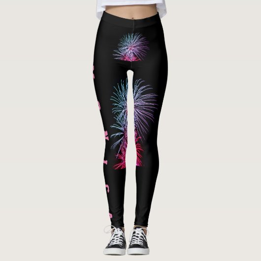 Schwarze Leggings für benutzerdefinierte Repeat-Na (Vorderseite)