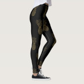 Schwarze Leggings Gold Metallische Ananas (Rechts)