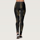 Schwarze Leggings Gold Metallische Ananas (Rückseite)
