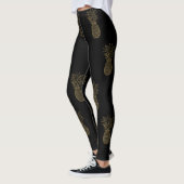 Schwarze Leggings Gold Metallische Ananas (Links)