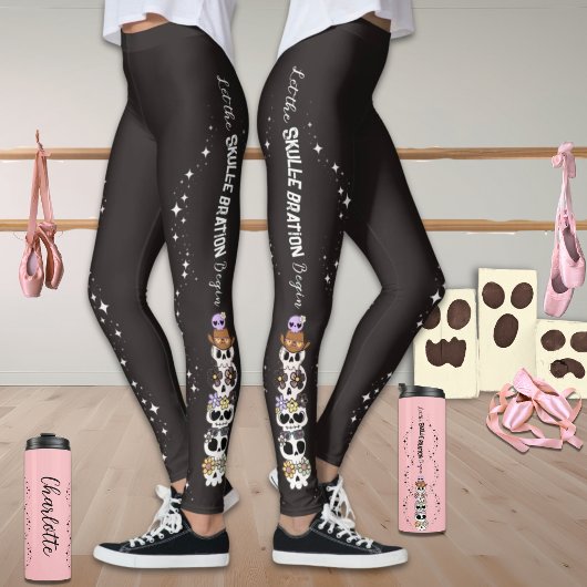 Schwarze Leggings Halloween Süße Goth-Schädel
