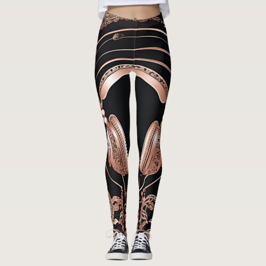 Schwarze Leggings Kopfhörer entwerfen Shine AI art (Vorderseite)