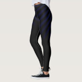 Schwarze Leggings mit blauen Streifen für Frauen (Links)