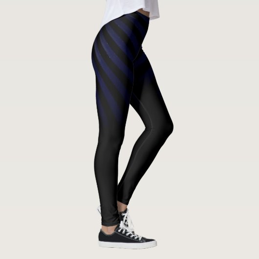 Schwarze Leggings mit blauen Streifen für Frauen (Rechts)