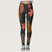 Schwarze Leggings mit Blumendruck (Vorderseite)