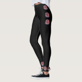Schwarze Leggings mit Blumenmuster der Rose 2 (Links)