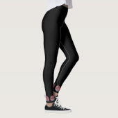Schwarze Leggings mit Blumenmuster der Rose 2 (Rechts)