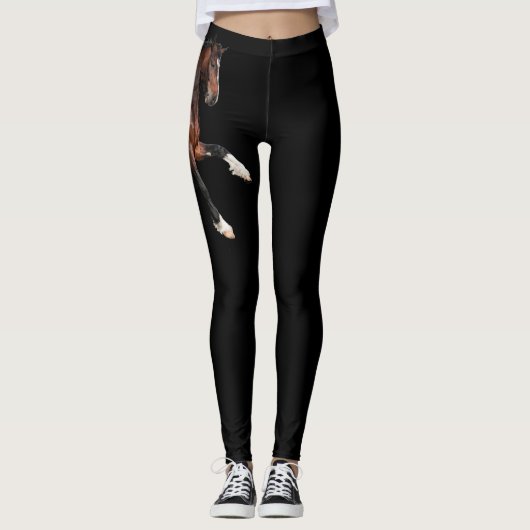 Schwarze Leggings mit Bucht Pegasus (Vorderseite)