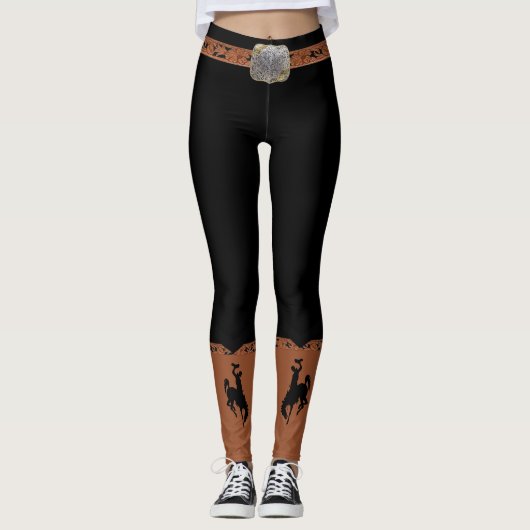 Schwarze Leggings mit Cowboy-Gurt lädt (Vorderseite)