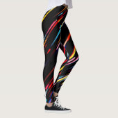 Schwarze Leggings mit farbenfrohen, fallenden Mete (Rechts)