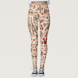 Schwarze Leggings mit farbenfrohen, fallenden Mete