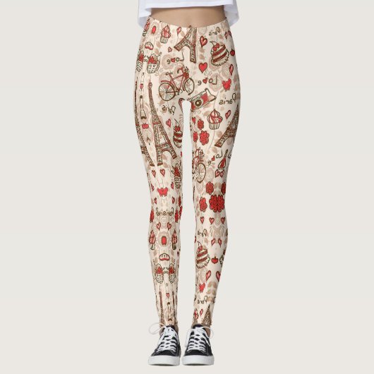 Schwarze Leggings mit farbenfrohen, fallenden Mete (Vorderseite)