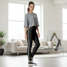 Schwarze Leggings mit klassischem weißen Seitenstr