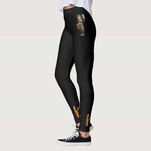 Schwarze Leggings mit Kriegern (Links)