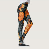 Schwarze Leggings mit lebendigen orangen Blumen (Rechts)